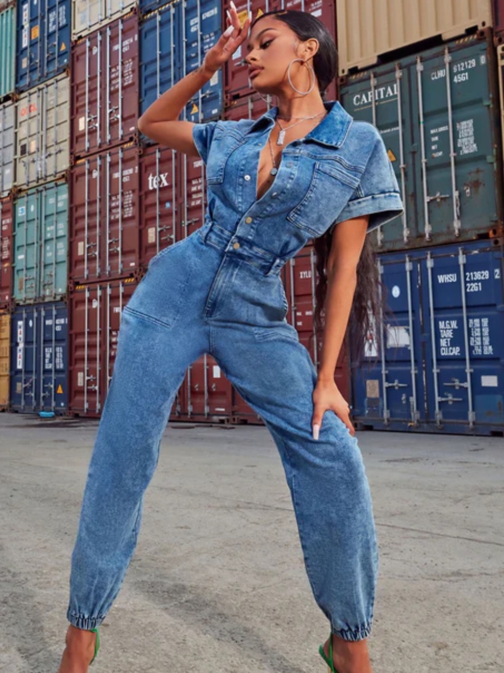 Fashion Nova Daniela Denim Jumpsuit - Medium Blue